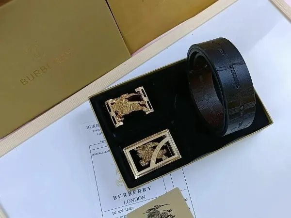 Burberry Reversible Leather Belt with Equestrian Knight Buckle Black/Gold - 8