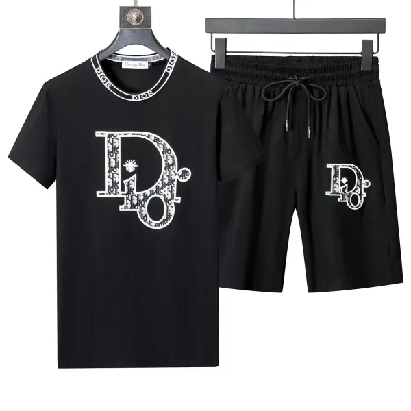 Dior Oblique Logo Black T-Shirt and Shorts Set - 1