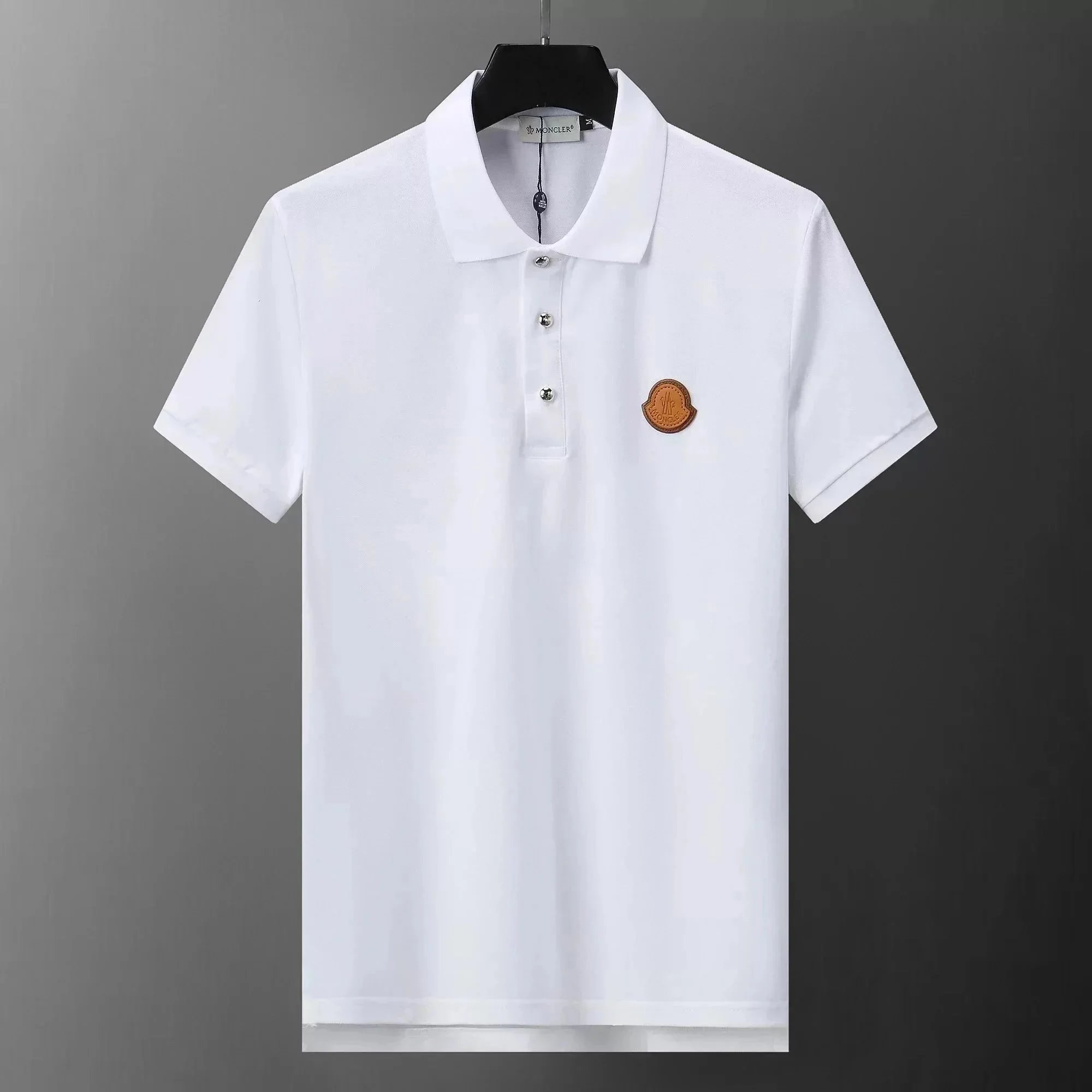Moncler Logo Embroidered Navy Polo Shirt with Red Trim - 10