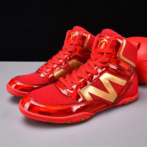 Wings To Fly Boxing Boots Red Gold Sneakers - 1