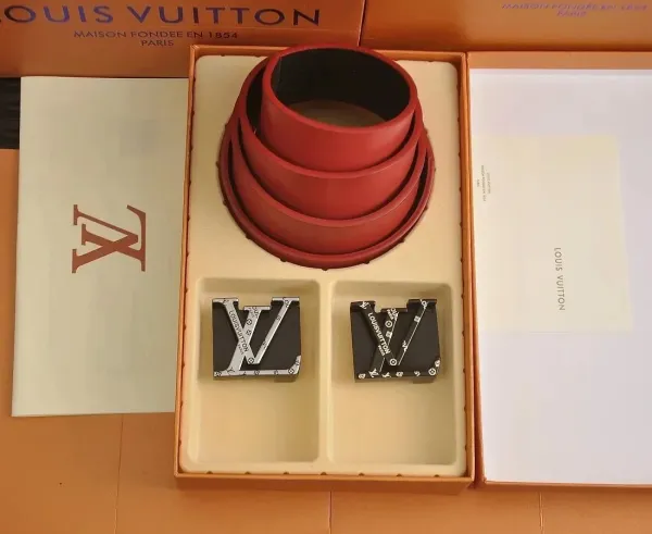 Louis Vuitton LV Initiales Belt Buckle Set in Red and Black Accessories - 1