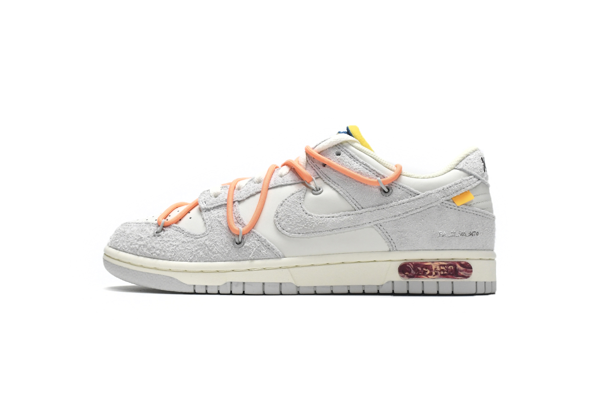 Nike SB Dunk Low x Off-White 'The 50' Gray Orange Sneakers - 1