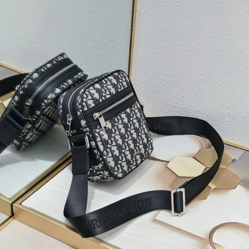 Dior Oblique Monogram Crossbody Bag Black and White - 4