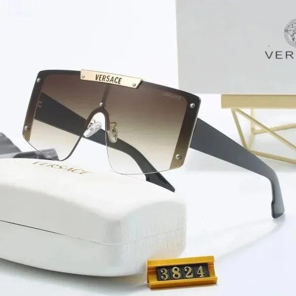 Versace Shield Sunglasses Black Gradient Gold Accents Sunglasses - 1