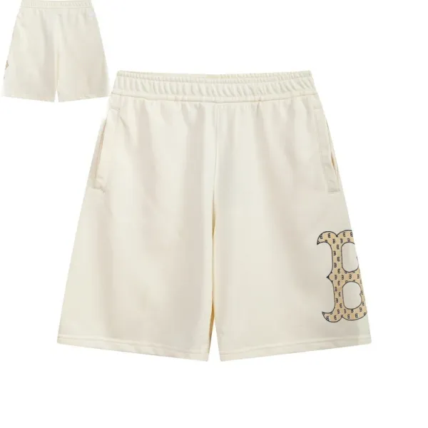 Balenciaga B Logo Embroidered Shorts Beige - 1