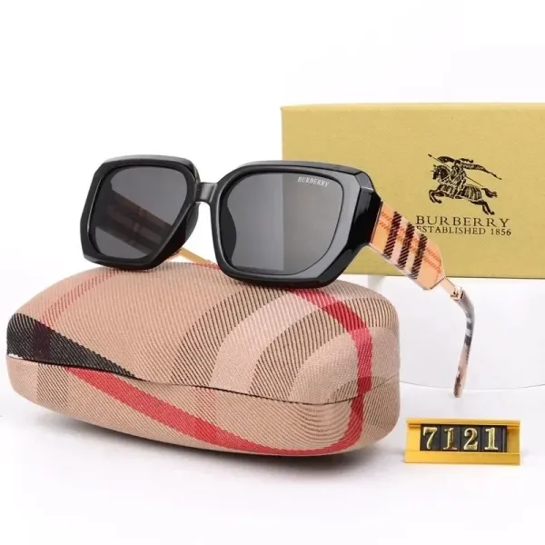 Burberry Check-Print Temple Sunglasses Black Beige - 1