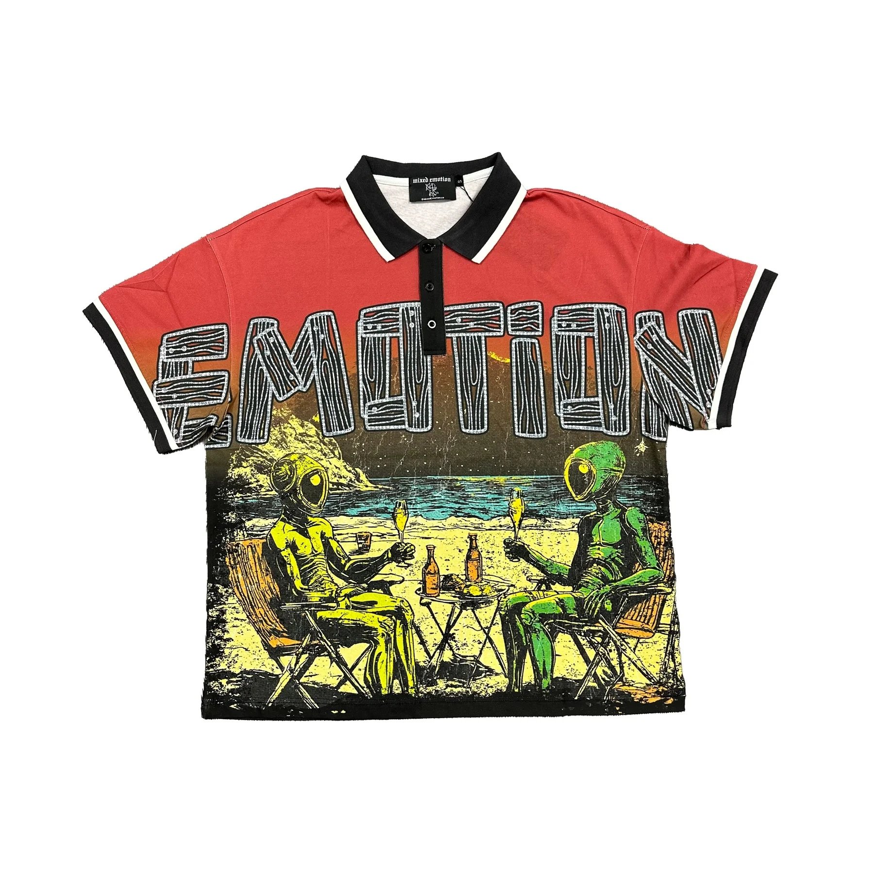 Mixed Emotion Emotion Graphic Polo Red Multicolor