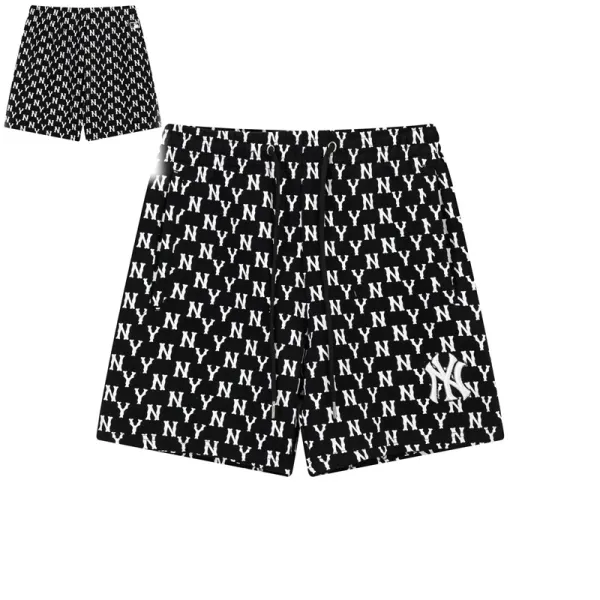 New York Yankees All-Over Logo Print Shorts Black - 1