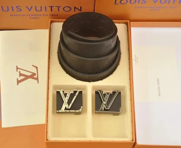 Louis Vuitton LV Initiales Belt Black Monogram Rubber Belt - 1