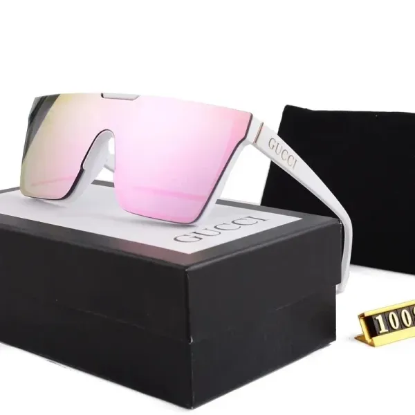 Gucci Shield Sunglasses Pink Mirror Lens White Frame - 1