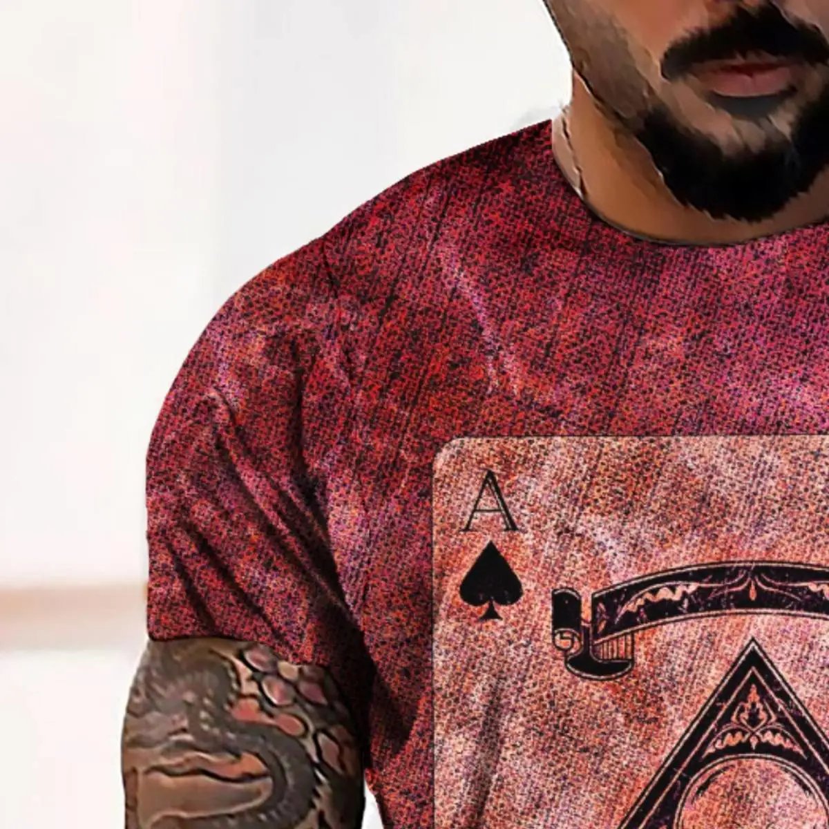 Design Oversized Plaid Short-Sleeve Shirt in Red Beige - 7