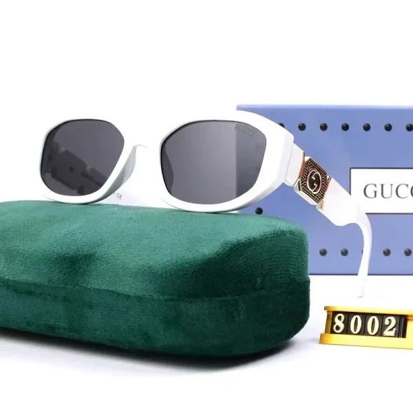 Gucci GG0802 White Acetate Sunglasses with Gold-Tone Interlocking G Detail - 1