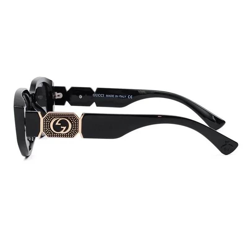 Gucci GG Marmont Square Sunglasses Black with Red Green Web Temples - 7