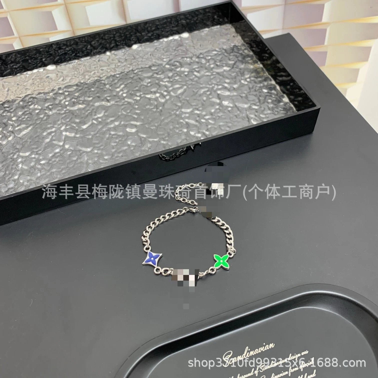Silver Curb Chain Bracelet with Crystal Accents Bracelets - 32