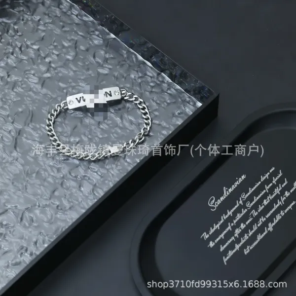 Silver Curb Chain Bracelet with Crystal Accents Bracelets - 41