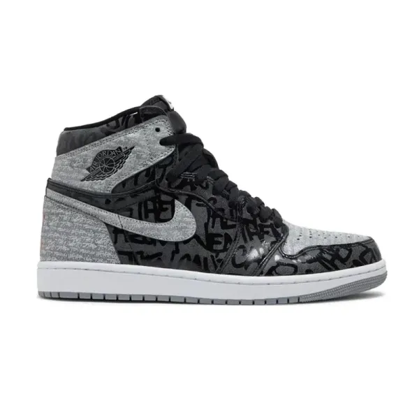 Air Jordan 1 High OG 'Graffiti' Black/Gray Sneakers - 1