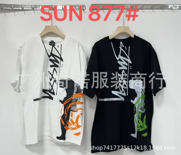 Stussy x Dinosaur Graphic Print T-Shirt Black and White - 1