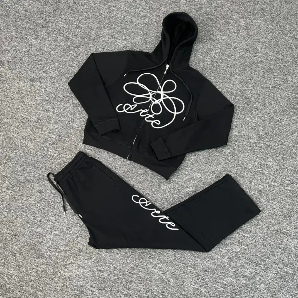 Celine Logo Print Navy Blue Hoodie and Sweatpants Set - 4