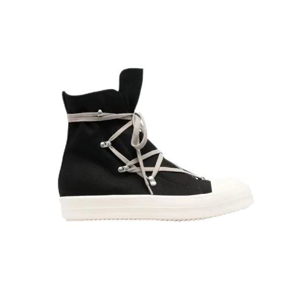 Rick Owens DRKSHDW Ramones High-Top Black Canvas Sneakers - 1