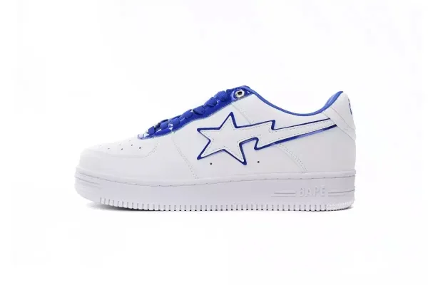 BAPE Sta Low White and Royal Blue Sneakers - 1