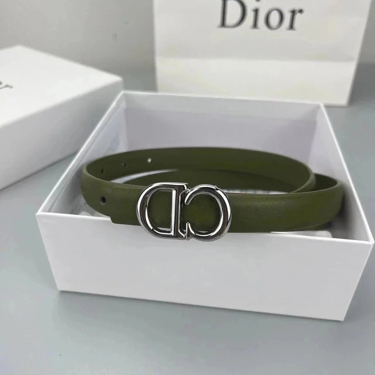 Dior CD Buckle Belt Army Green Belt