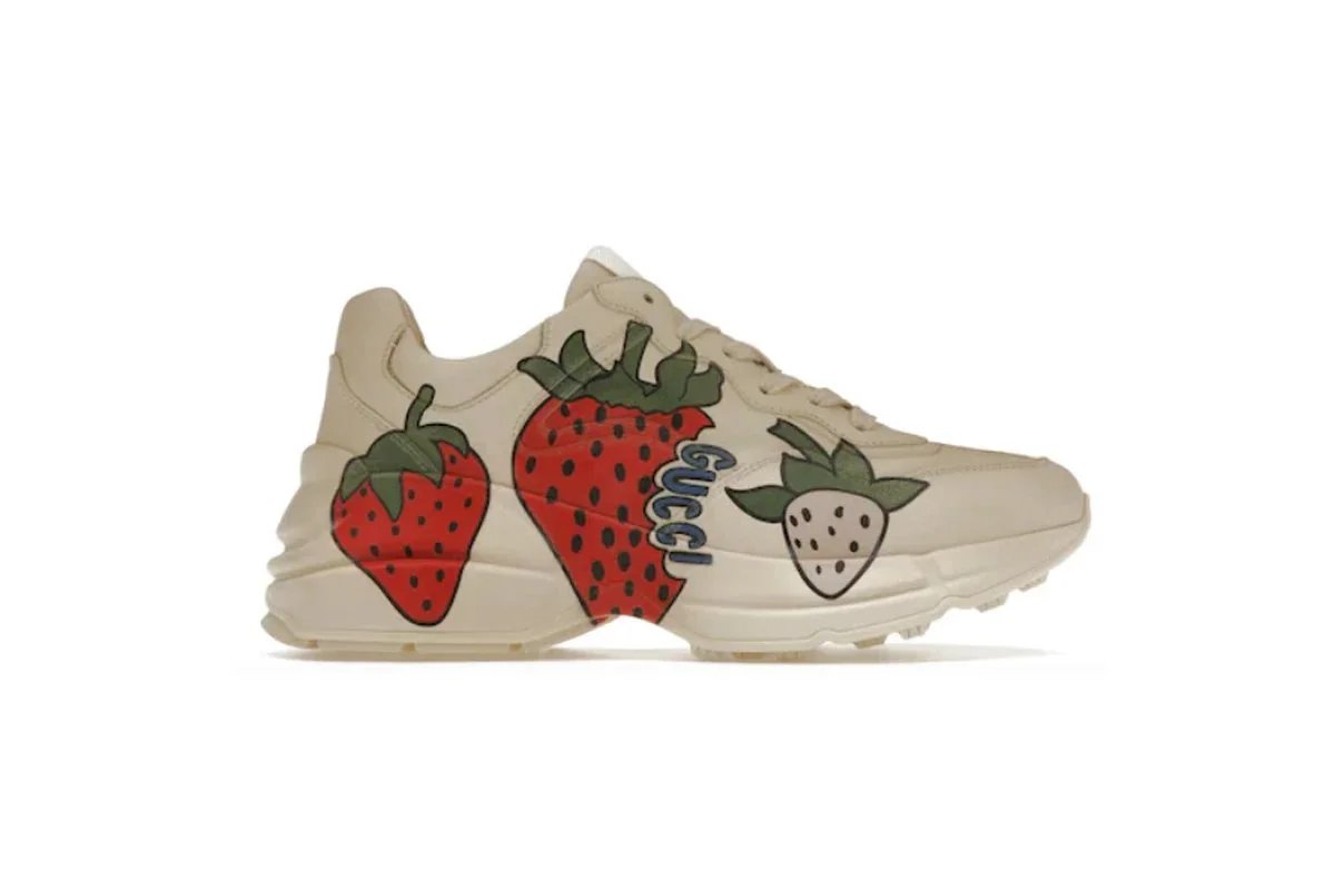 Gucci Rhyton Strawberry Print Beige Sneakers - 1