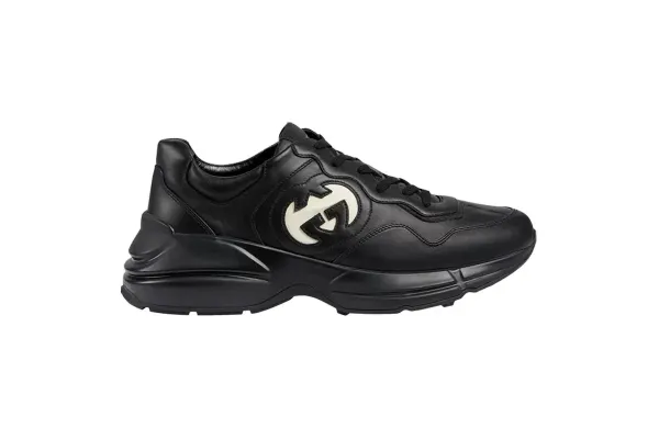 Gucci Rhyton Black Leather Sneakers - 1