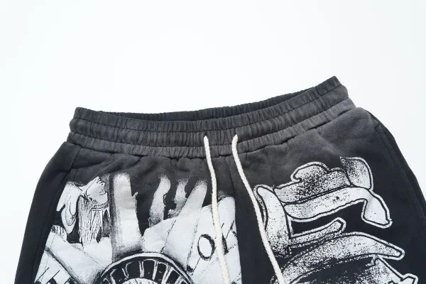 Gallery Dept. Liberty Skull Print Drawstring Shorts Black - 12