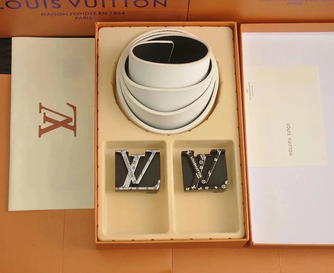 Louis Vuitton Reversible Belt with LV Twist Buckles White/Black Belts - 1