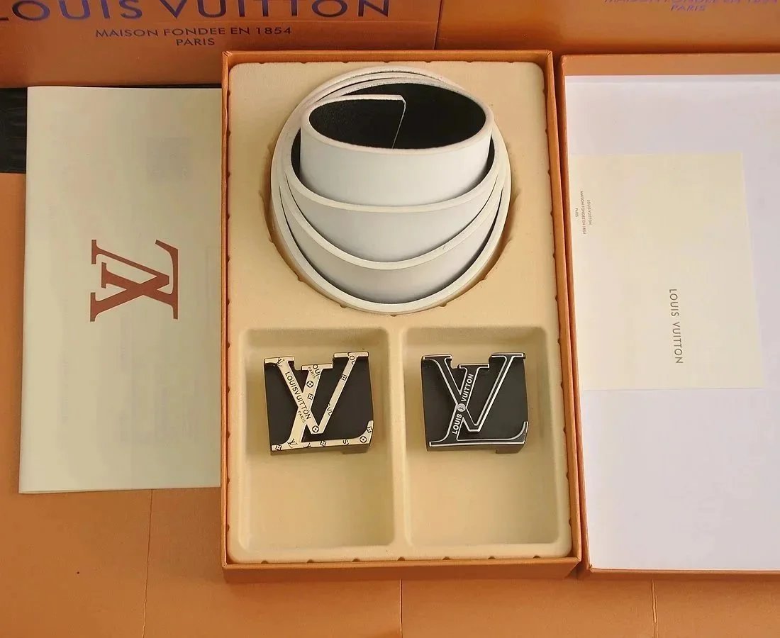 Louis Vuitton Reversible Belt with LV Twist Buckles White/Black Belts - 1