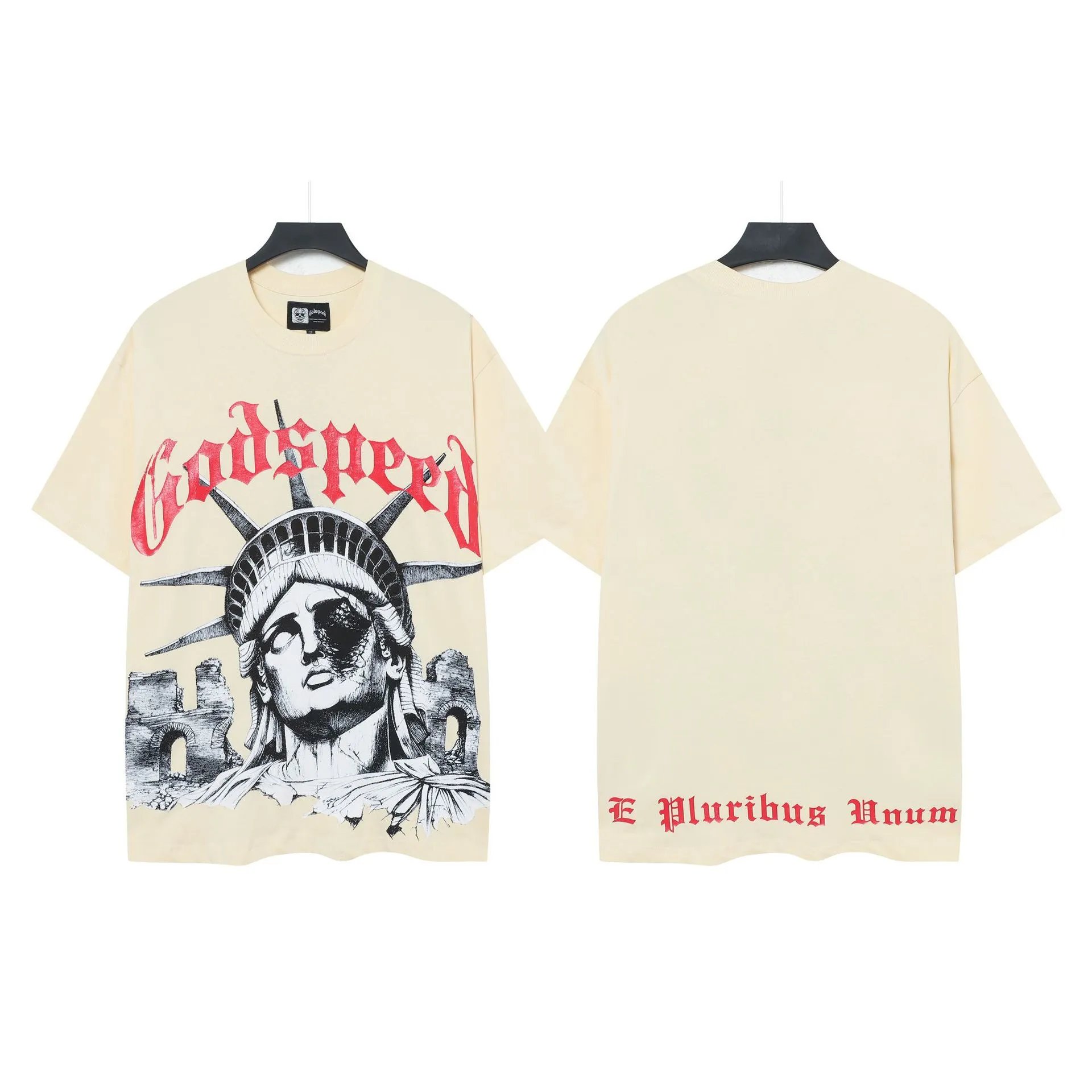 Godspeed Racing Beach Print T-Shirt Beige - 8