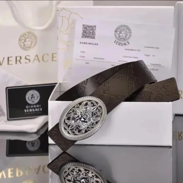 Versace Medusa Head Belt Brown Leather - 1