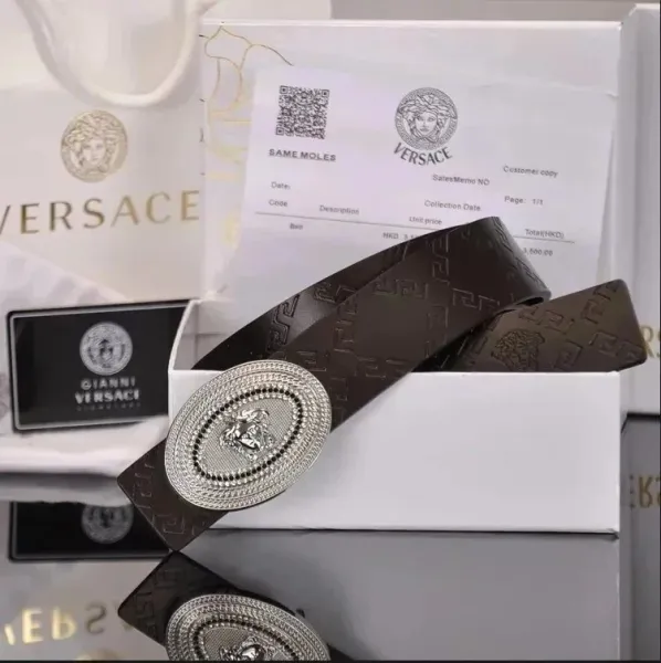 Versace Medusa Buckle Belt Brown Leather Belt - 1