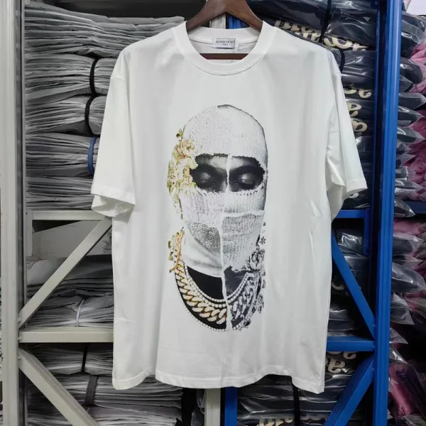 Saint Tears Skull Floral Embroidered T-Shirt White - 12