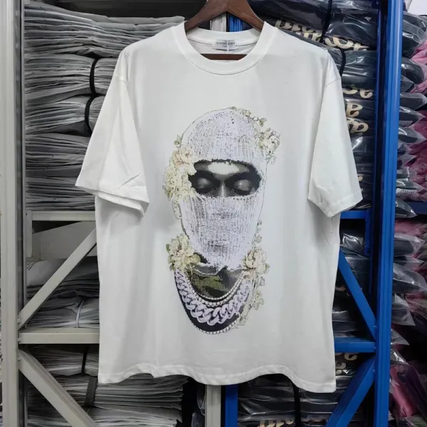 Saint Tears Skull Floral Embroidered T-Shirt White - 21