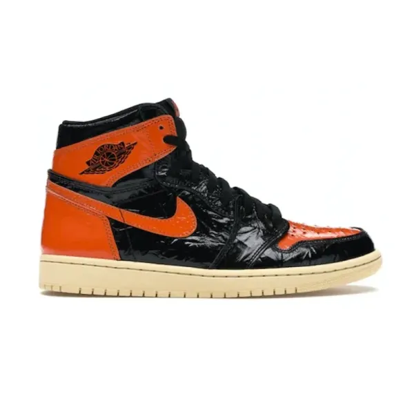 Air Jordan 1 High OG Patent Leather Orange Black Sneakers - 1