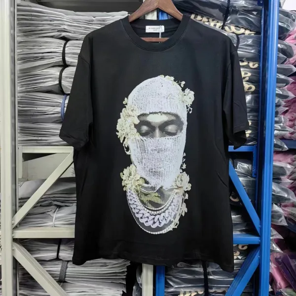 Saint Tears Skull Floral Embroidered T-Shirt White - 20