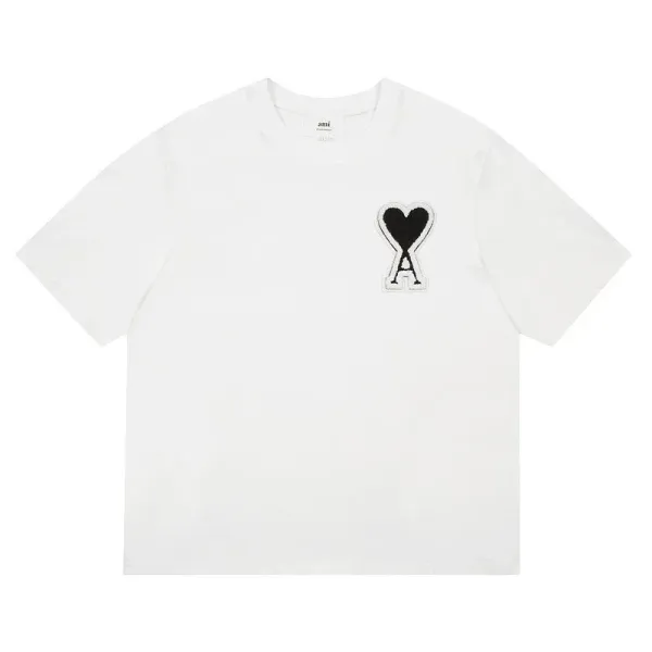 Ami Paris Heart Logo T-Shirt Brown - 5