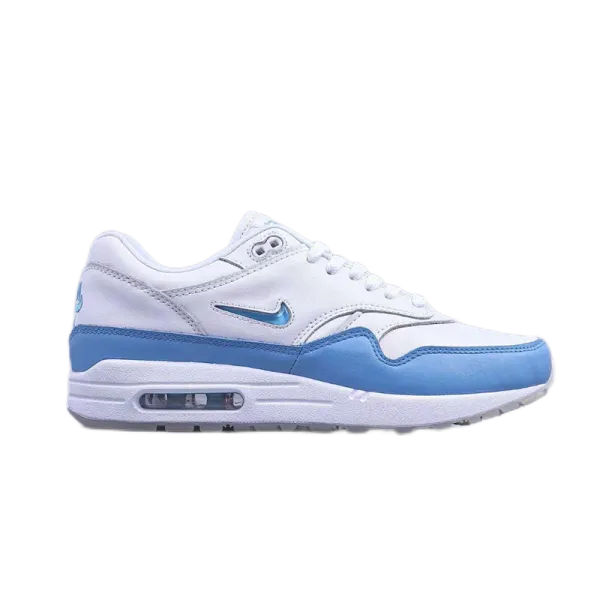Nike Air Max 1 White and Blue Sneakers - 1