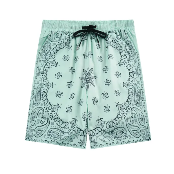 Design Bandana Print Mint Green Swim Shorts - 1