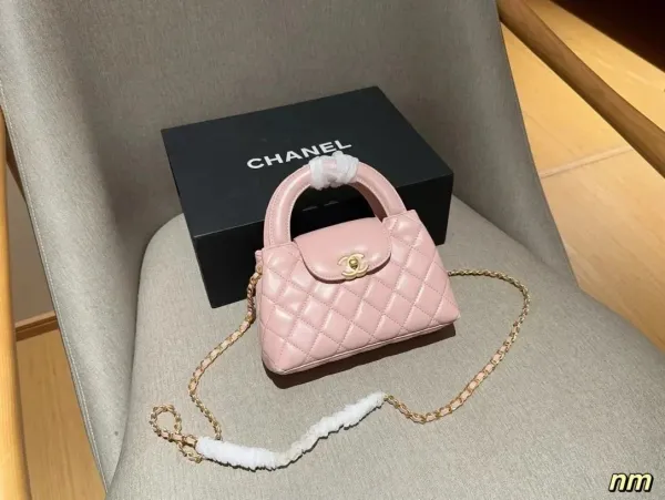 Chanel Mini Flap Bag Pink Quilted Leather with Pearl Handle Chain-Bag - 11