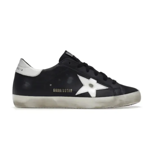 Golden Goose Superstar Black Distressed Leather Sneakers - 1