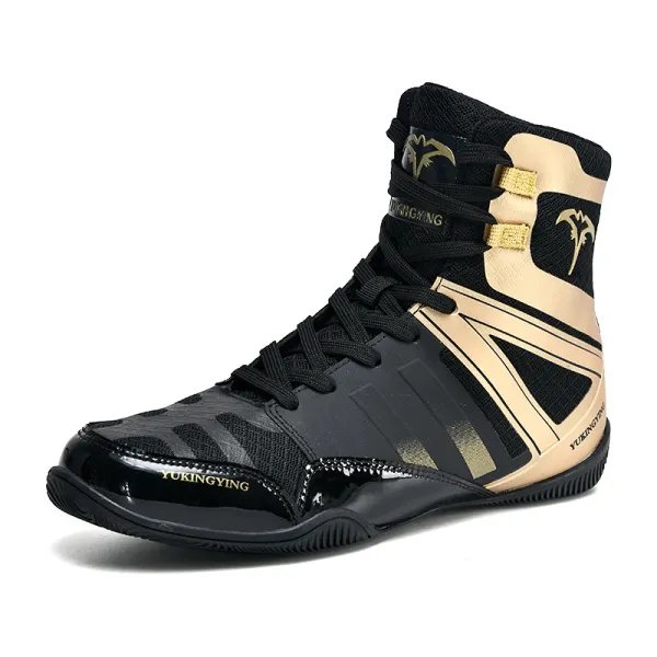 Yukingying Boxing Boots Black Gold Sporty Shoes - 1