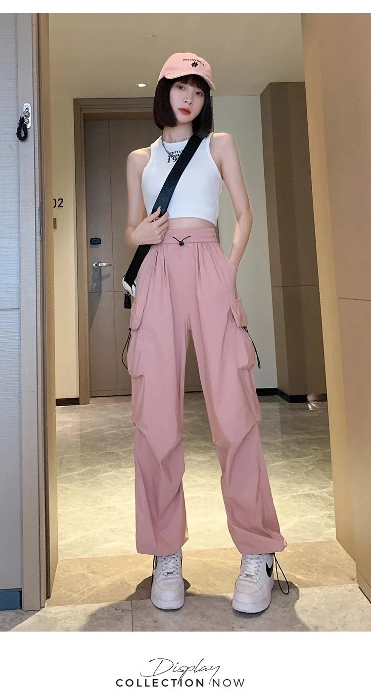 Design Wide-Leg Cargo Pants Black Casual Pants - 5
