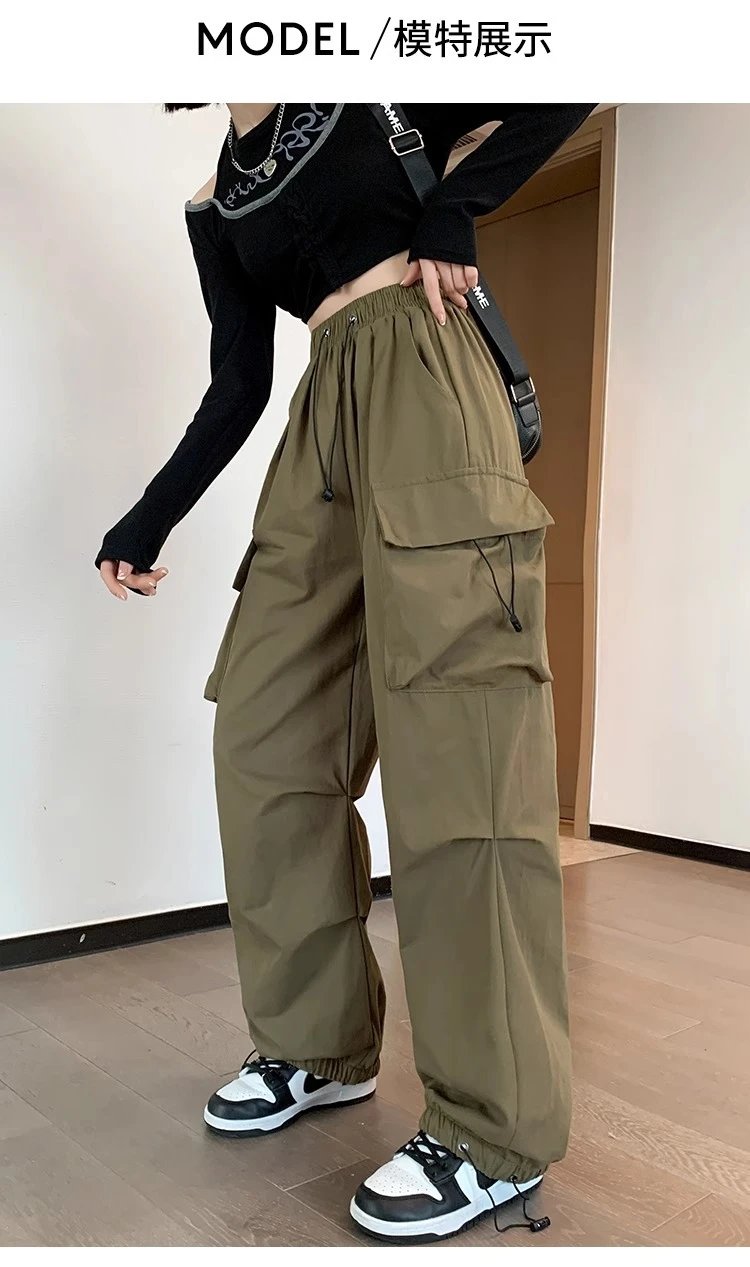 Design Wide-Leg Cargo Pants Black Casual Pants - 9