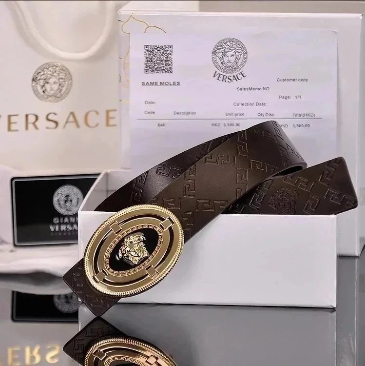 Versace Medusa Head Buckle Black Leather Belt - 8