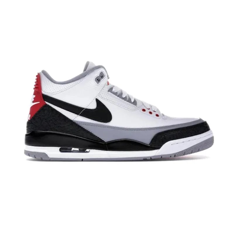 Air Jordan 3 Retro White Cement Grey Red Sneakers