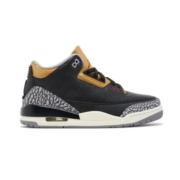 Air Jordan 3 Retro Black Cement Gold Sneakers - 1