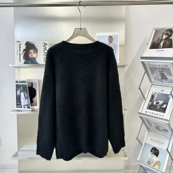 Saint Laurent Fuzzy Script Logo Black Sweater - 5