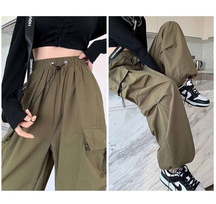 Design Wide-Leg Cargo Pants Black Casual Pants - 10